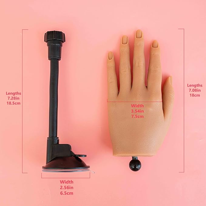 Silicone nail practice hand for