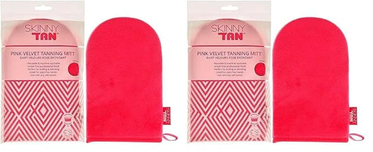 Skinny Tan Pink Velvet Tanning Mitt - Velvety Soft Luxe Texture - Waterproof Lining to Keep Hands Stain Free - Smooth for Flawless Finish - Long-Lasting and Machine Washable - 1 pc Applicator