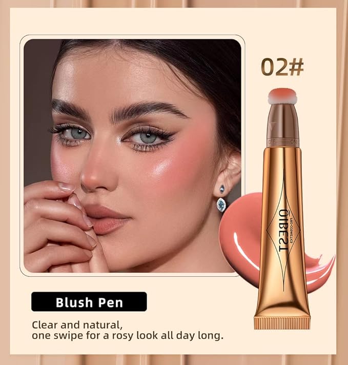 Blush Beauty Wand,Matte Face Blush with Cushion Applicator, pink blush)