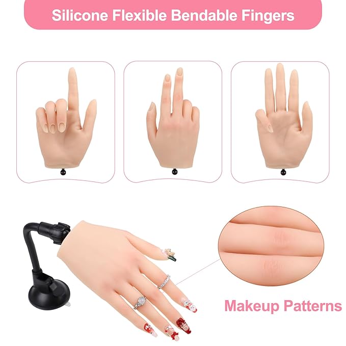 Nail practice hand for acrylic