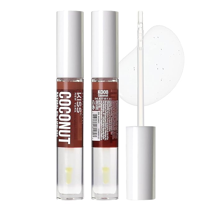 3 PACK Lip Oil Gloss, Hydrating Non-Sticky Lip Oil, 100% Natural Oil Clear Lip Gloss, Lightweight Lip Moisturizer (Gold & Honey & Coconut)