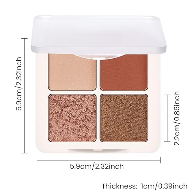 4 Colors Matte Shimmer Eyeshadow Makeup Palette,Rose Gold Champagne Nude Highly Pigmented Natural Neutral Eye Shadow Palette,Long Lasting Waterproof Naturing-Looking Women Girls Eye Shadow,Blendable