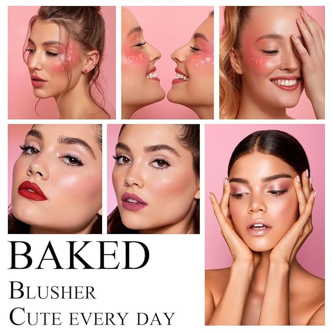 Baked Blush Powder, Natural Glow Blush Palette for Makeup #01
