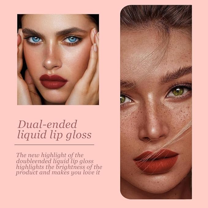 Double-end 2-in-1 Matte & Shimmery Lip Gloss Set, 3 PCS/Set (Set A, 3pcs)