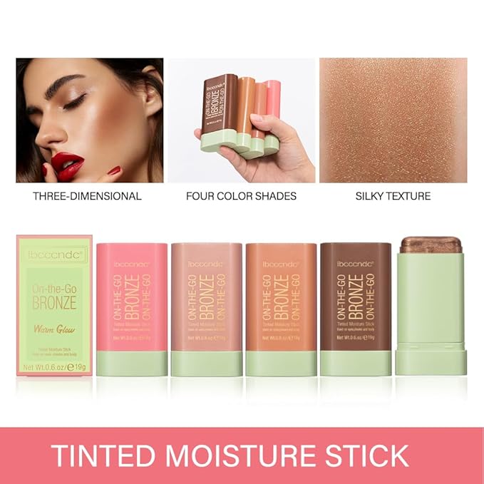 UNYOKE Soft Creamy Highlighter Blush Stick,Smooth Shimmer Bronzer Soft Glow） 6 Oz