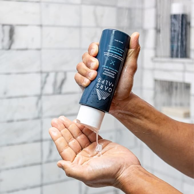 Oars + Alps Men's Sulfate Free Hydrating Shampoo, Infused with Kelp and Algae Extracts, Fresh Ocean Splash, 13.5 Fl Oz