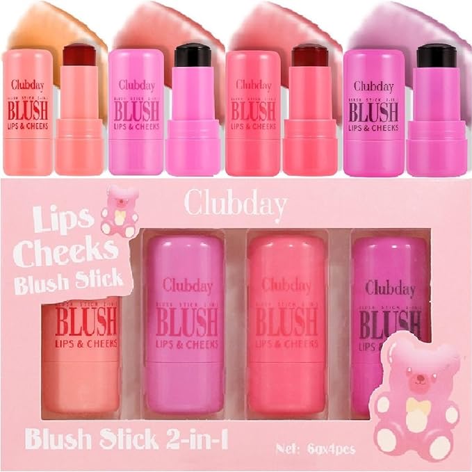 4 Color Milk Jelly Blush Stick, Milk Cooling Water Jelly Tint, Moisturizing Sheer Lip & Cheek Stain Jelly Blush Makeup.