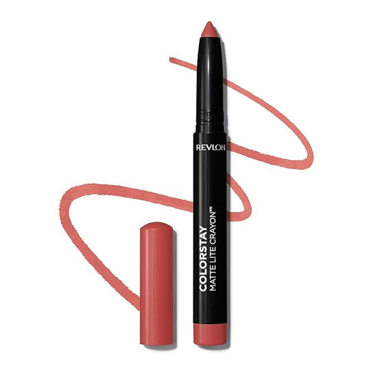 REVLON ColorStay Matte Lite Crayon Lipstick with Built-in Sharpener, Smudge-proof, Water-Resistant Non-Drying Lipcolor, 008 She's Fly, 0.049 oz