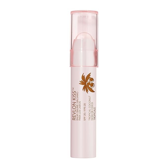 Revlon Kiss Tinted Lip Balm with SPF 20, Hydrating, Flavored, Infused with Natural Fruit Oils, 010 Tropical Coconut, 0.09 oz