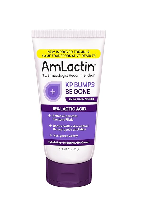 AmLactin KP Bumps Be Gone - 3 oz Keratosis Pilaris Moisturizing Cream with 15% Lactic Acid - Exfoliator and Moisturizer for Dry, Rough and Bumpy Skin (Packaging May Vary)