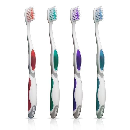 GUM Summit+ Soft Toothbrush, Ultra Fine Tapered Bristles for More Effective Plaque Removal, Extra Soft Toothbrushes for Adults, 12 Count