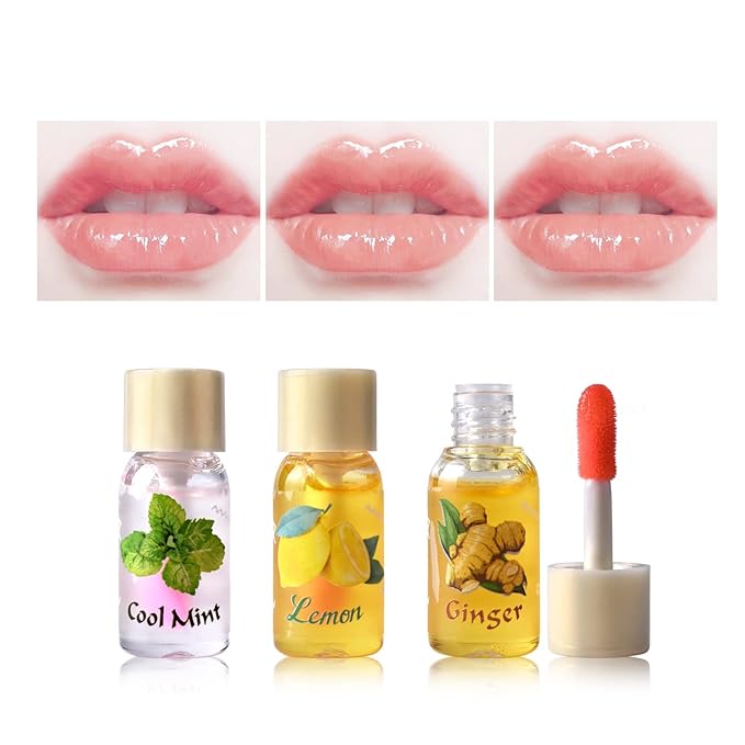 LAMUSELAND 3Pcs Mini Cute Lip Oil, Hydrating