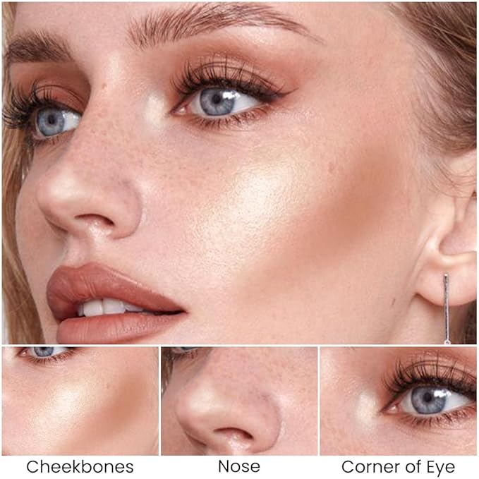 Kaely 2Pcs Cream Bronzer Highlighter Stick,Face Shaping Contouring Shades Makeup,02+17