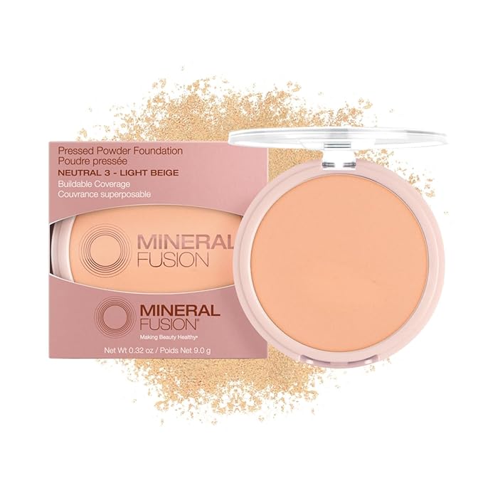 Mineral Fusion Pressed Powder Foundation, Neutral 3 - Hypoallergenic, Cruelty-Free, 0.32 Oz