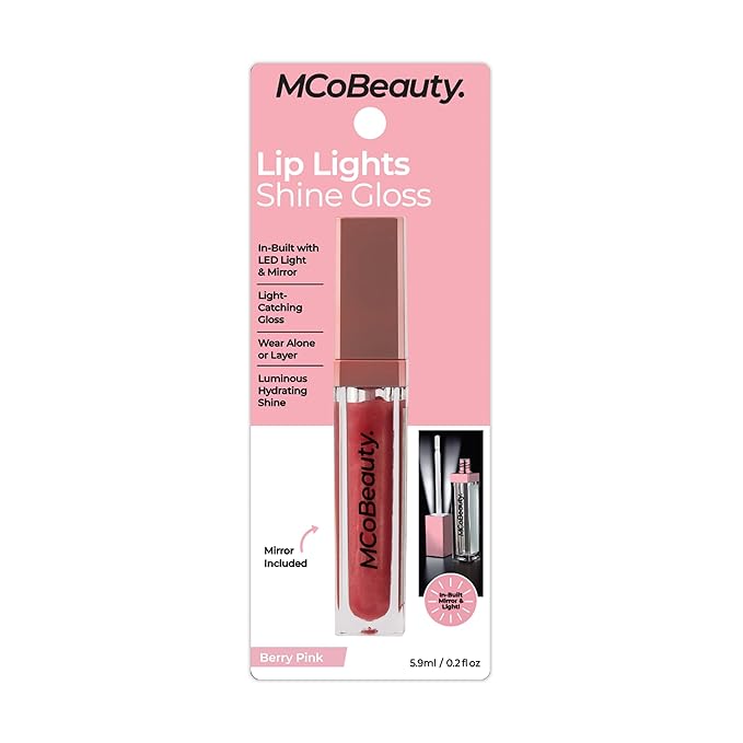 MCoBeauty LipLights Shine Gloss, Berry Pink, High Shine LipLights