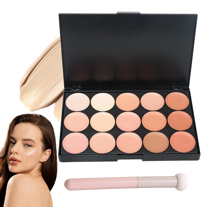 15 Colors Cream Contour Palette,Lightweight Concealer Full Coverage
