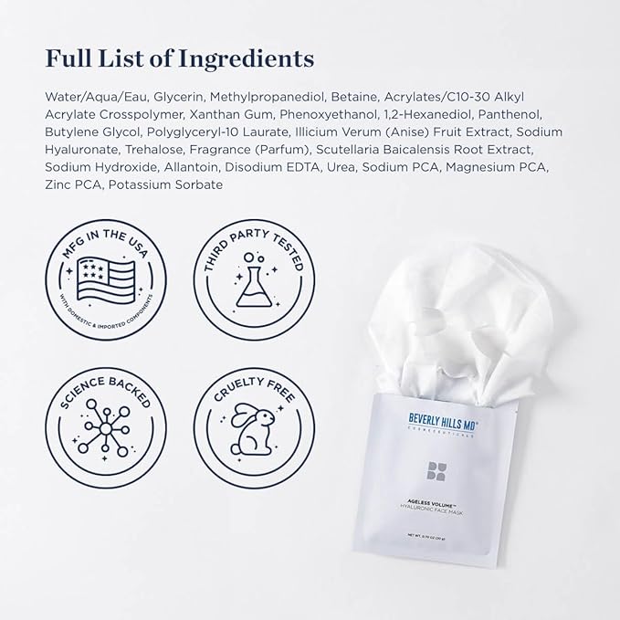 Ageless Volume Hyaluronic Face Mask- Reduce Aging