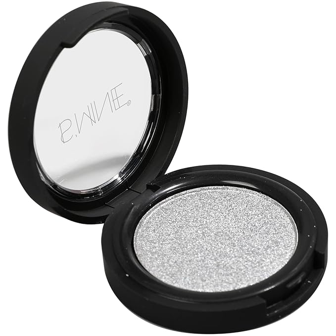 ISMINE Single Eyeshadow Powder Palette (SILVER GRAY) Shimmer Gray, High Pigment, Longwear Single Grey Eye Makeup for Day & Night (#14)