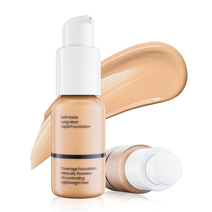 Matte Full Coverage Liquid Foundation - Lightweight & Buff Beige)