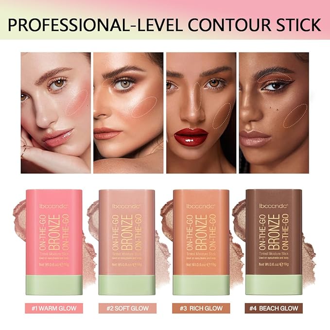 Cream Contour Stick,Versatile Bronzer Facial Contouring Stick,Long Lasting Soft Glow
