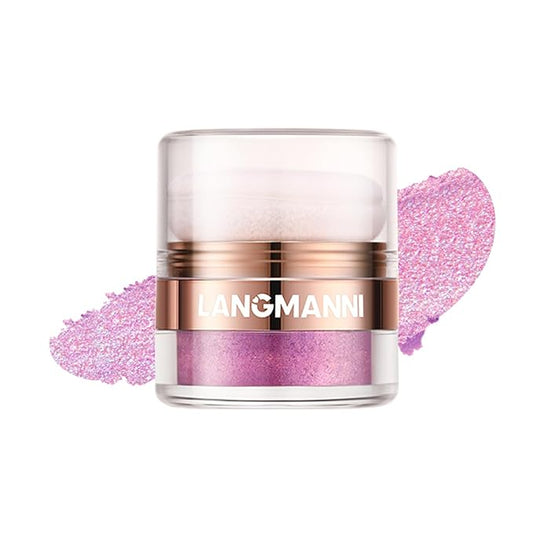 Glitter Body Highlighter Powder Body Shimmer Sparkle Face sponge head（Purple）