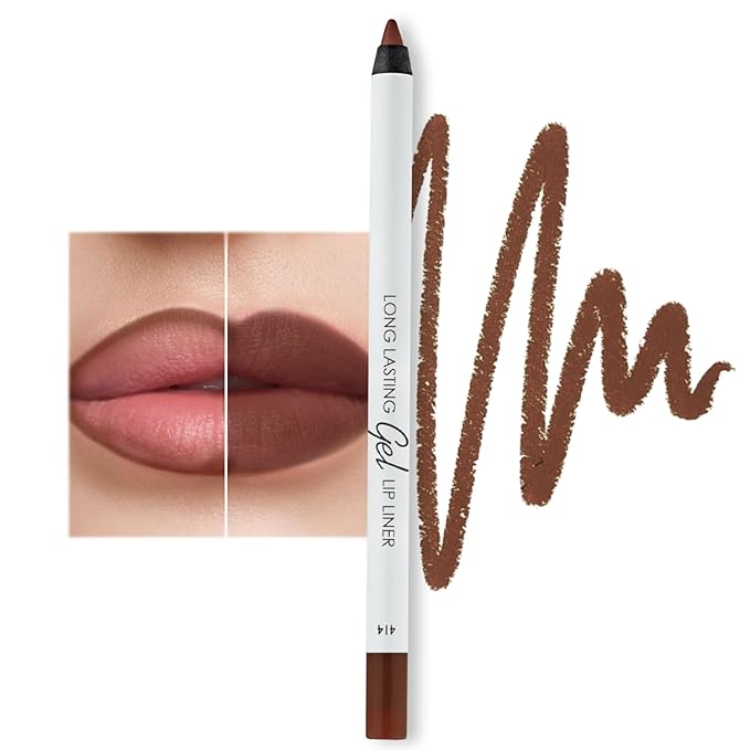 Matte Gel Lip Liner Pencil | Weightless & CreamyTexture - Sharpenable - Longwear & Waterproof - High Pigmented & Flawless Finish - Cruelty-free & Paraben-Free - 414, 1,7g/0.05oz. (Intense Brown)