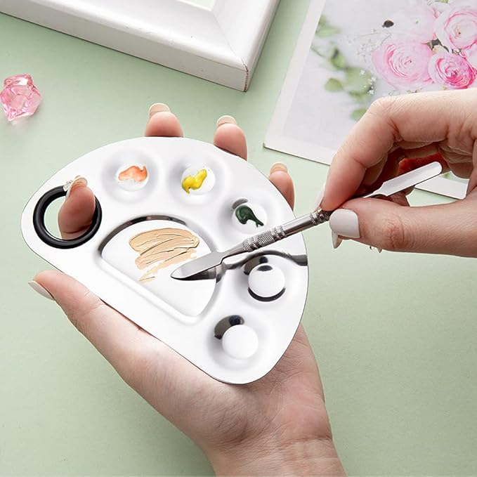 4 Pack Makeup Mixing Palette with Spatula, Stainless