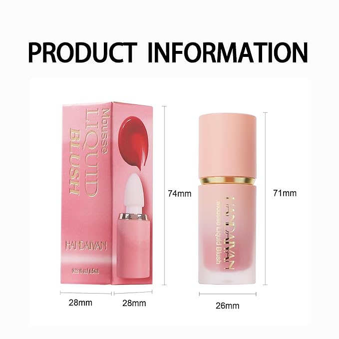 AKARY Mousse Liquid Blush, Soft Cream Makeup Blush, Cheek Tint(06#Mystery)
