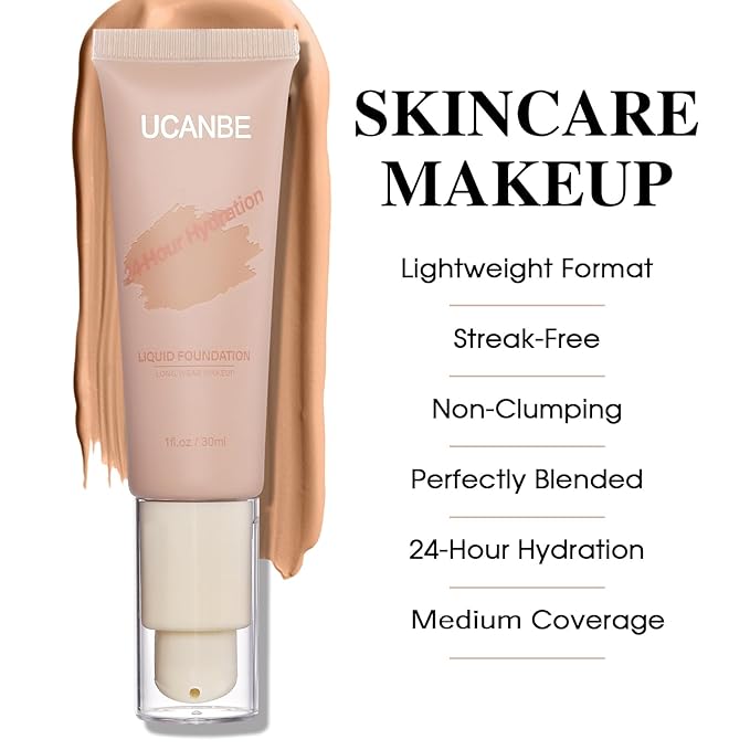 UCANBE Matte Liquid Foundation with Brush, Skincare Serum fl. oz.