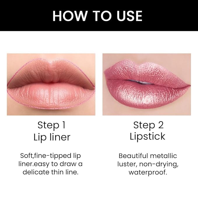 2-in-1 Light Pink Lip Liner & Lipstick Set Kit for Women, Matte Lips Kit with Lip Liner Lip Stains Long Lasting Waterproof 24 Hour Lipstick and Lip Liners Combo Lipliners Pencil Set 16