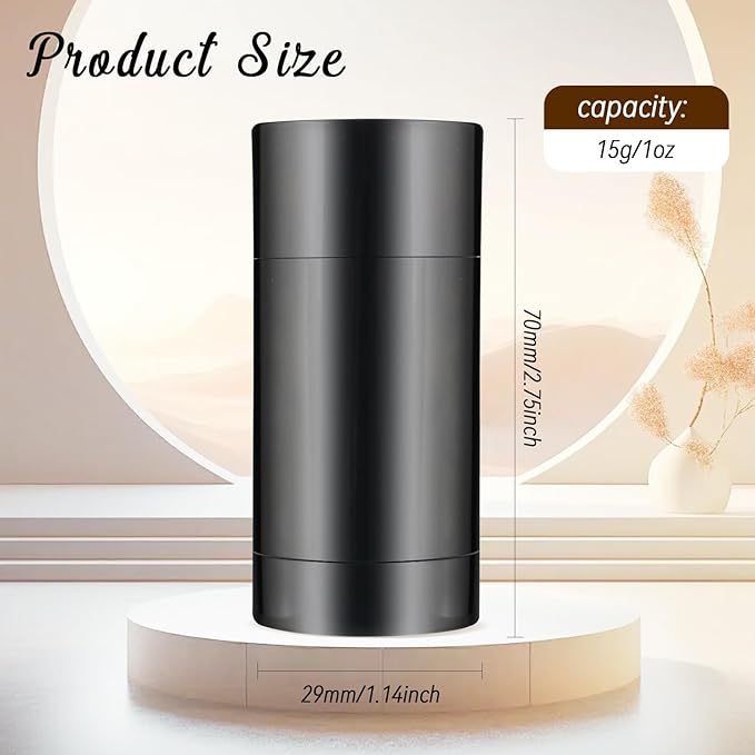 12 Pieces 15g Black Plastic Deodorant Tubes,Lipstick