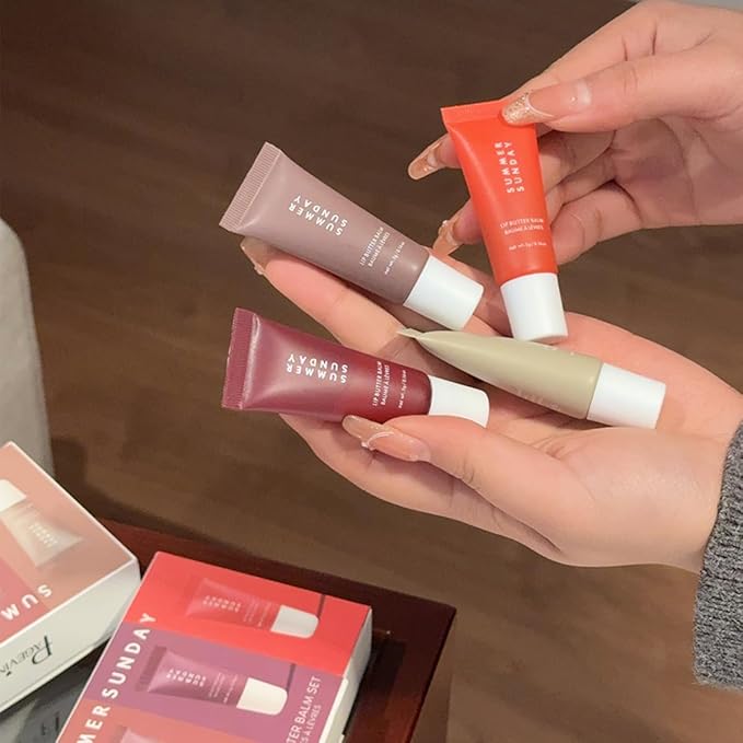 Mini Lip Butter Lip Gloss set, Smooth, Hydrating, Non-Sticky Lip Gloss for Soft and Supple Lips, Perfect for Travel & Gifts (Set A, S)
