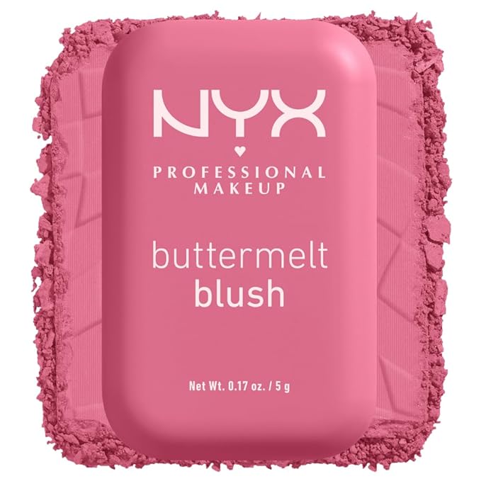 NYX PROFESSIONAL MAKEUP Buttermelt Powder Blush, Fade and Transfer-Resistant Blush, Up to 12HR Make Up Wear, Vegan Formula - For The Butta