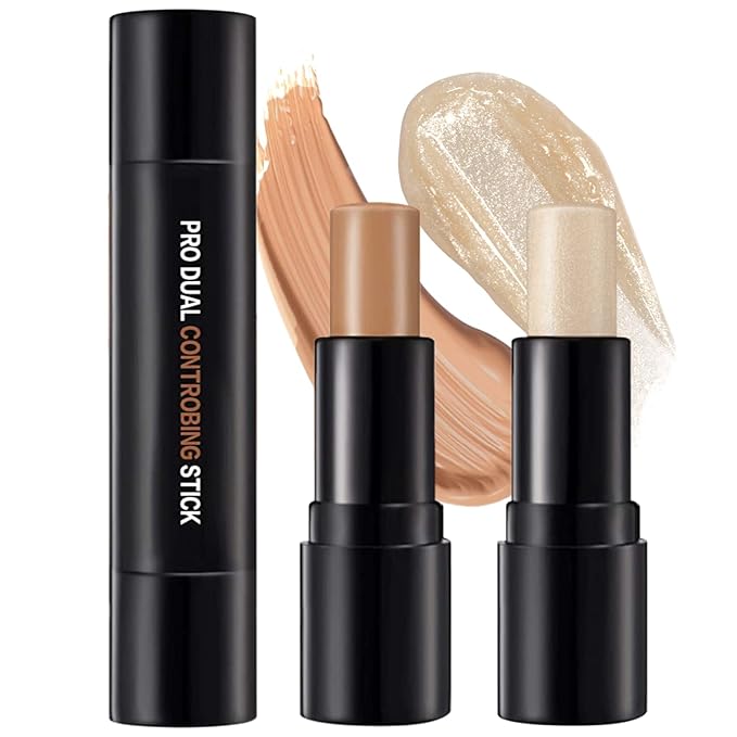 Double-End Contour Highlighter Stick, Contour Stick,Face Highlighter, Contour