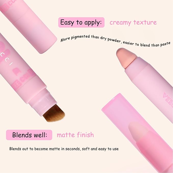 Blush Stick - Precise Makeup Stick with Brush, & Concealer