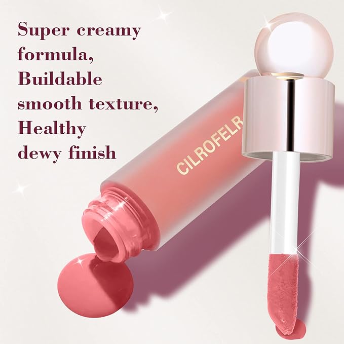 Cilrofelr Dewy Liquid Blush, Soft Cream Liquid Blush Fuchsia Pink)