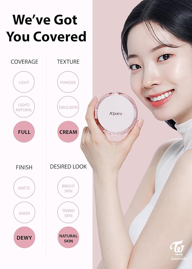 A'PIEU Waterlock Cushion Foundation No.23 Natural Beige Semi-Matte Acid, Paraben-Free