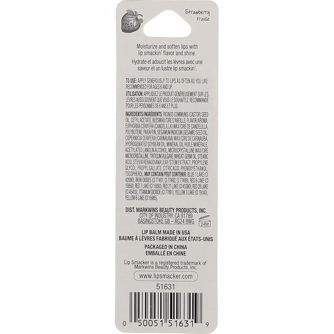 Lip Smacker Strawberry Lip Balm, 0.14 oz (Pack oz