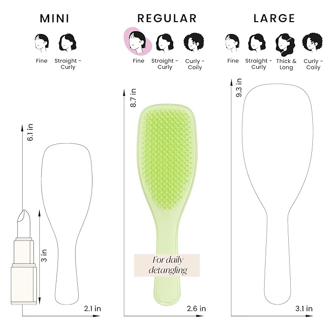 Tangle Teezer Plant-Based Ultimate Detangler Brush, Dry & Wet Hair Brush, Eliminates Knots & Reduces Breakage for Color-Treated, Fine & Fragile Hair Types, Matcha Green