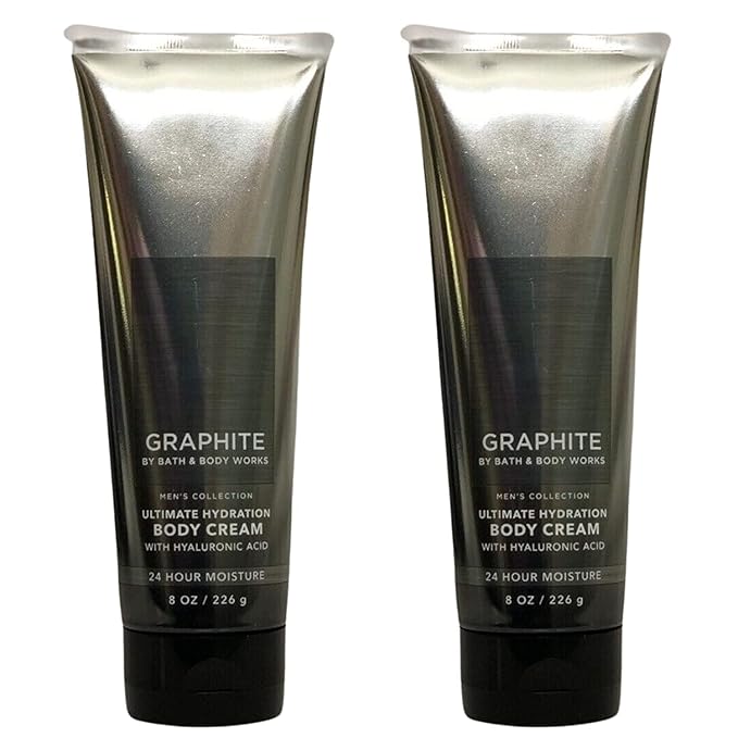 Bath and Body Works Men's Collection Ultimate Hydration Ultra Shea Body Cream 8 Oz 2 Pack (Graphite)