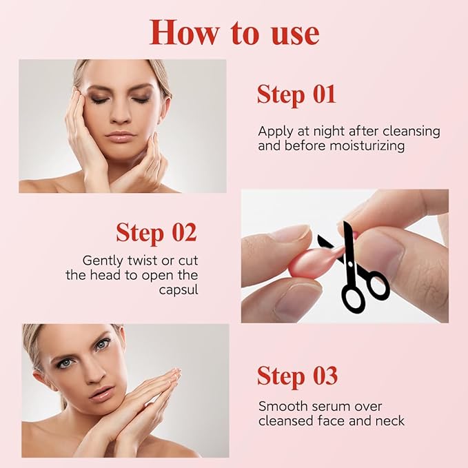 HKH Retinol Serum for Face - Anti Wrinkle Facial Serum with Vitamin C & Vitamin E, Vit A Capsule with Collagen for Women, Reduces Fine Lines, Firming Skin, Moisturise, Travel Friendly (38 ct)