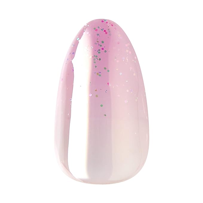 KISS LoveShackFancy x imPRESS Press-On Manicure Limited Edition, Style "Blushing Lavender" Medium Almond Pink Press-On Nails, Includes Prep Pad, Mini Nail File, Cuticle Stick, & 30 Fake Nails