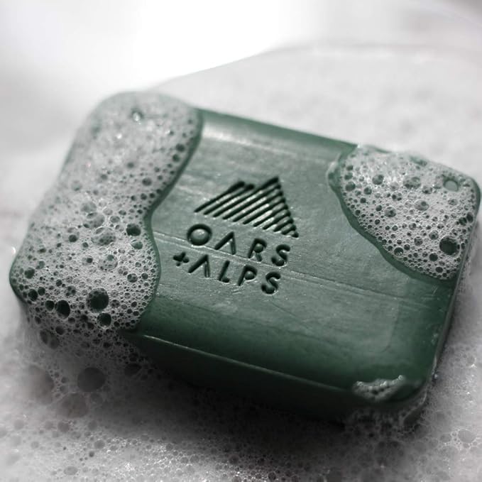 Oars + Alps Peppermint Charcoal Exfoliating Men's Bar Soap, Dermatologist Tested and Made with Clean Ingredients, Travel Size, 3 Pack, 6 Oz Each
