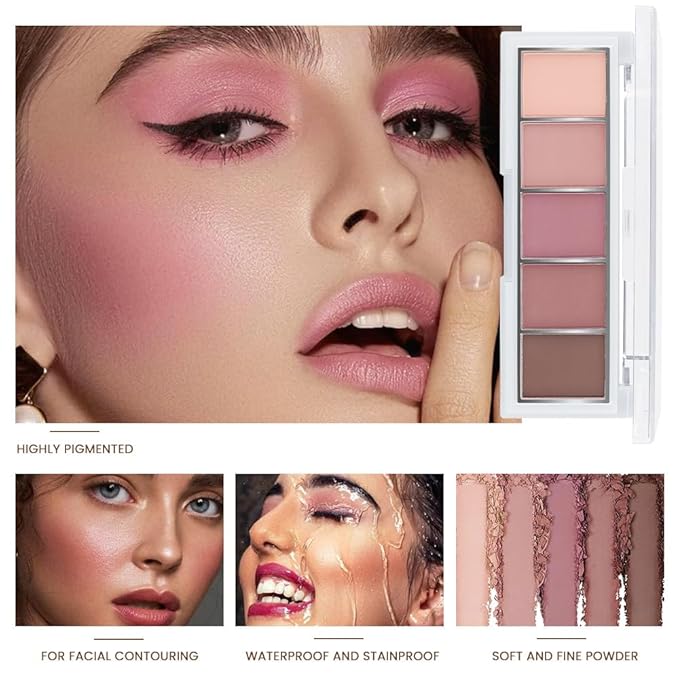 5 Colors Matte Eyeshadow Makeup Palette,Nude Pink Lavender Taupe Highly Pigmented Natural Neutral Eye Shadow Palette,Long Lasting Waterproof Naturing-Looking Women Girls Eye Shadow,Blendable