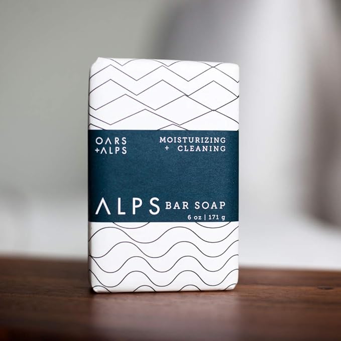 Oars + Alps Moisturizing Men's Bar Soap, Dermatologist Tested and Made with Clean Ingredients, Travel Size, 6 Pack, 6 Oz Each