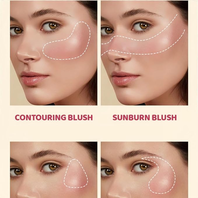 Shiny Blush 12 Color Cream High-Pigmented Buildable Face Blush Long-Lasting Natural Look Face Blush for Cheeks (Color 05)