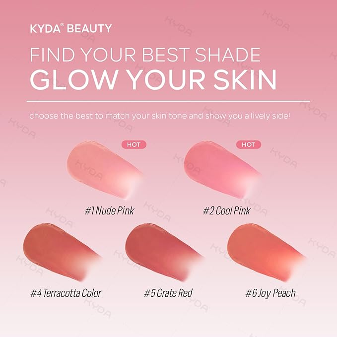 KYDA Liquid Blush, Matte Tinted for Cheeks, Lasting Dewy Finish, High Pigment Soft Creamy Blush, Blendable Lightweight Cover-Cool Pink