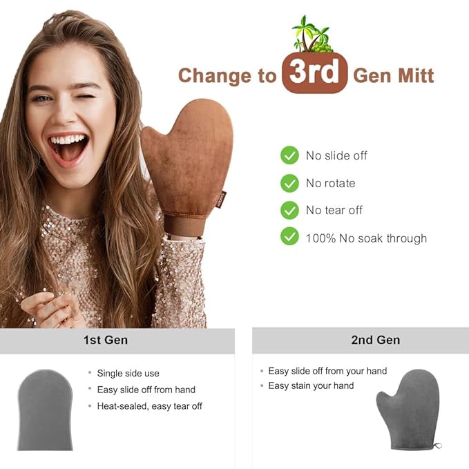 Sanfery Self Tanner Mitt - Self Tanning Mitt Applicator with【US Patent】Tanning Glove for Self Tan, Back Applicator, Mini Self Tan Mit, 3 Set Tanning Mitts Self Tanner Glove, Tan Glove