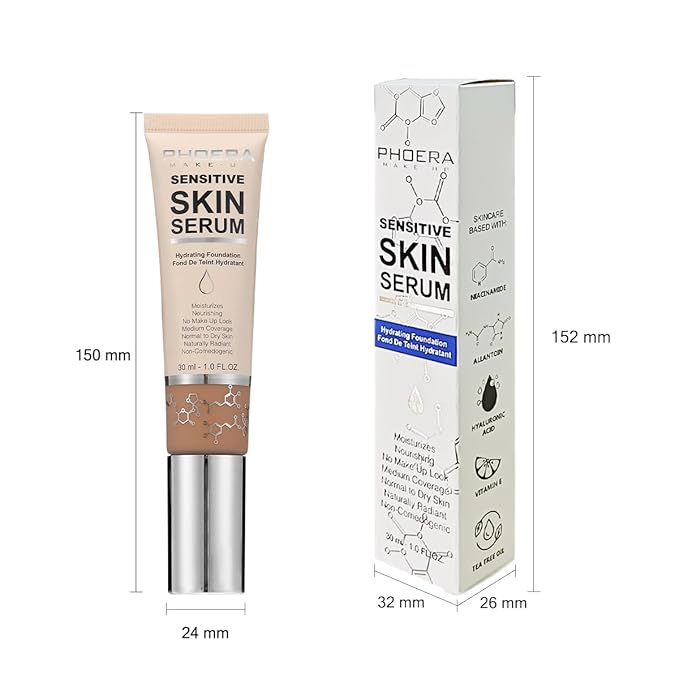 PHOERA Essence Foundation,Hydrating Waterproof and Light Long Lasting (N05 Tan)