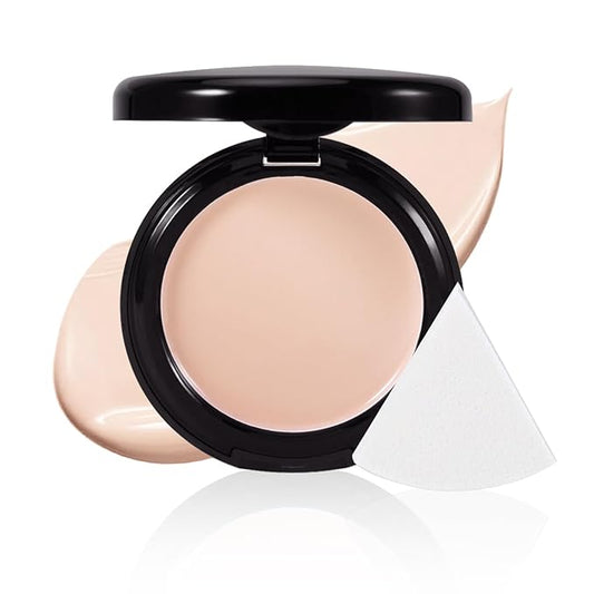 Powder Foundation,Long Wear Full Coverage Foundation with Sponge,Flawess Correcting Color